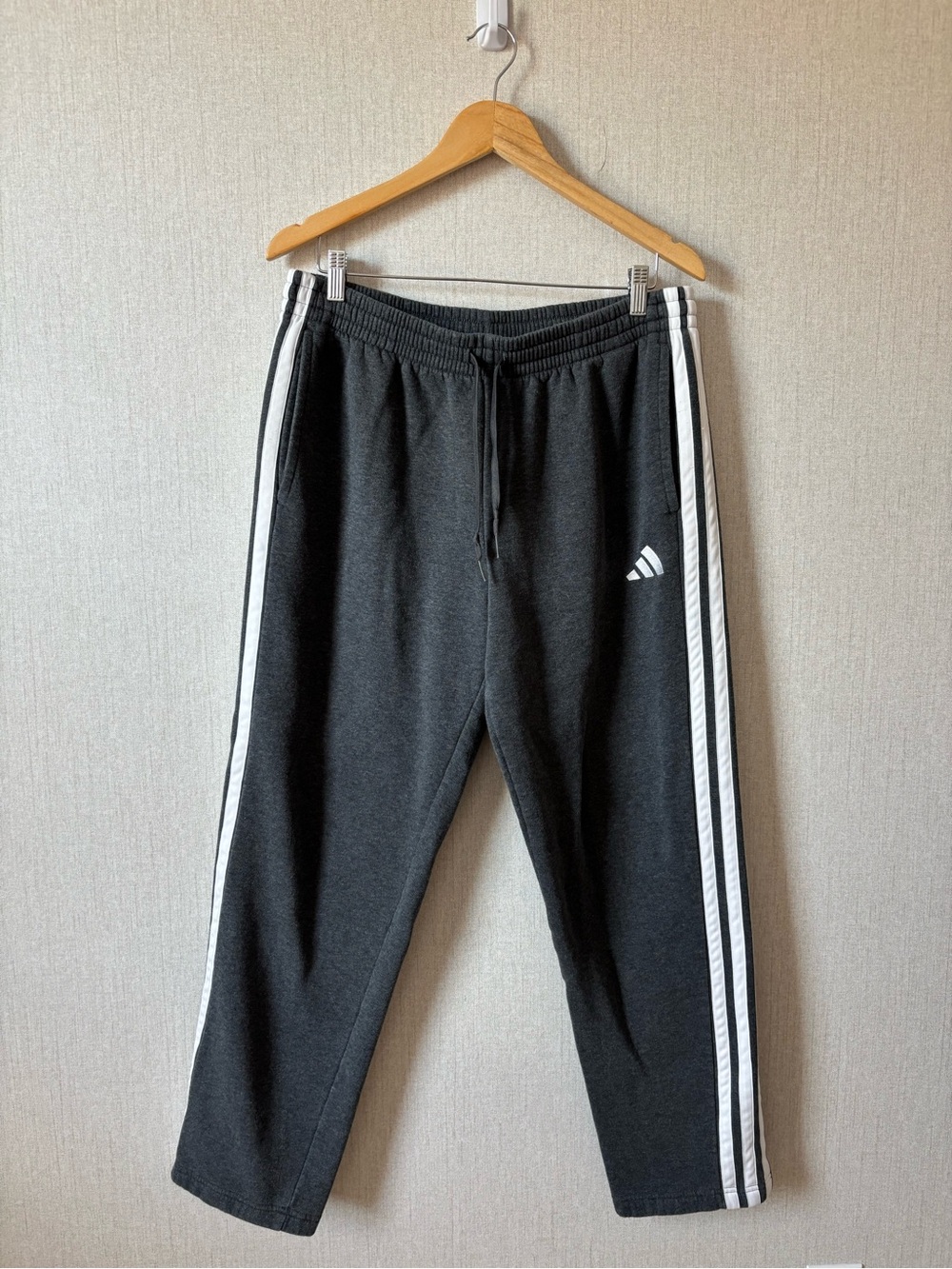 adidas Charcoal Gray Joggers with White Side Stripes